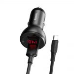 Baseus 2x USB car charger 45 W 5 A Quick Charge 3.0 Huawei SCP with LED display + USB Type C cable